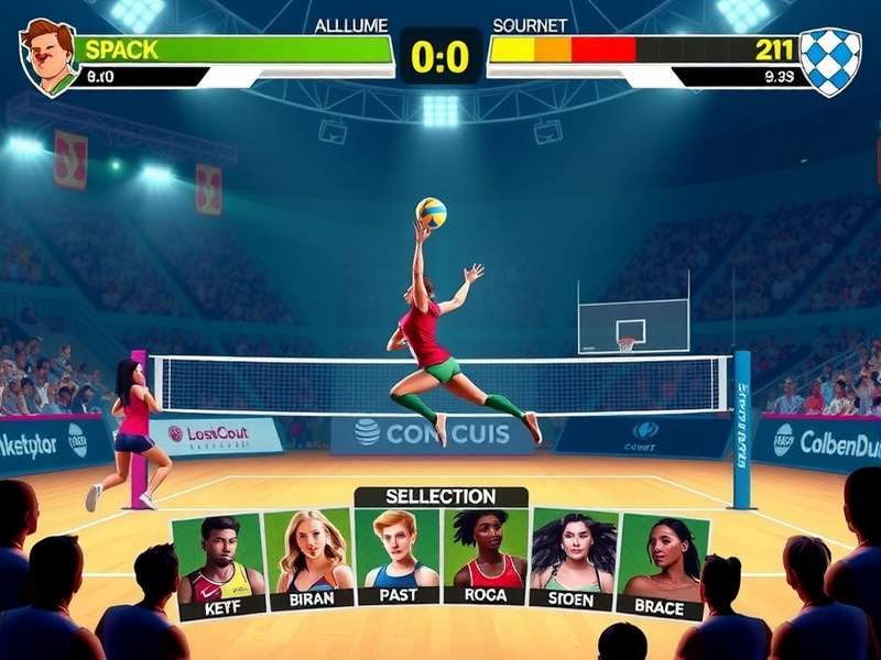 Spike Dominators gameplay screenshot showing intense volleyball action