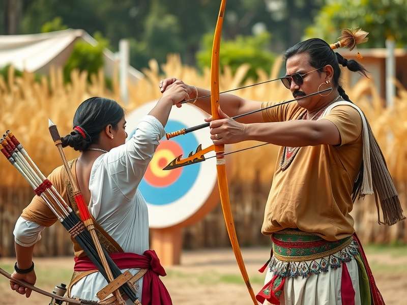 Modern Indian archer demonstrating technique