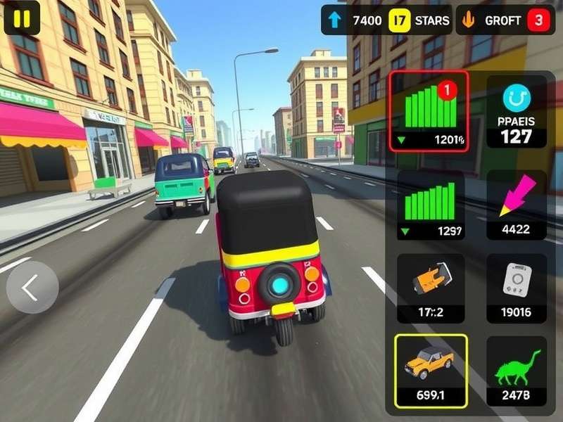 Tuk Tuk Rush Maestro vehicle customization interface showing various upgrade options