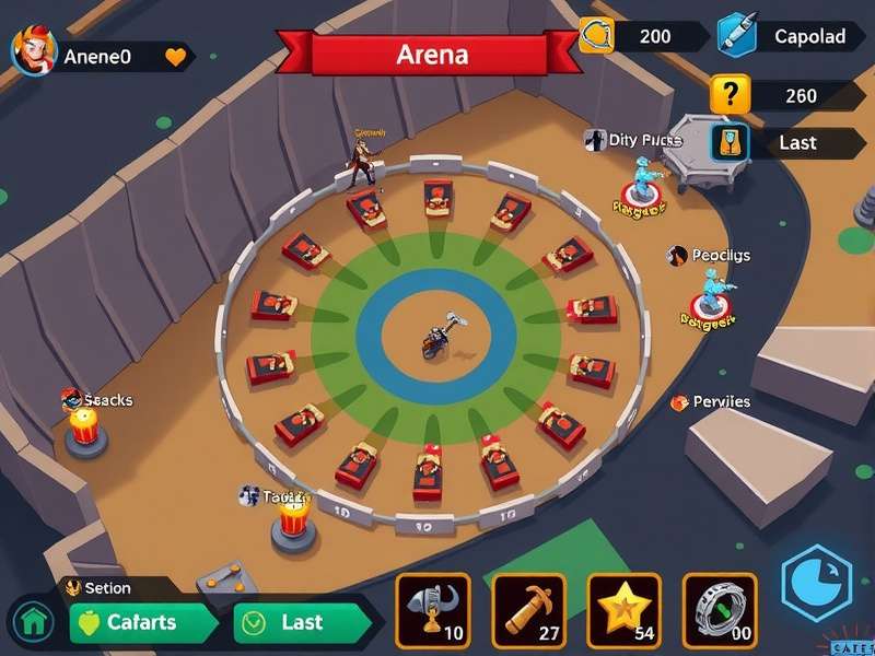 Arena Spin Conquerors gameplay screenshot showing battle arena