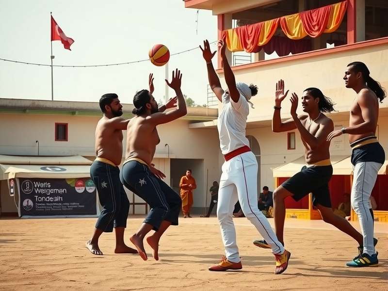 Historical depiction of traditional Indian handball