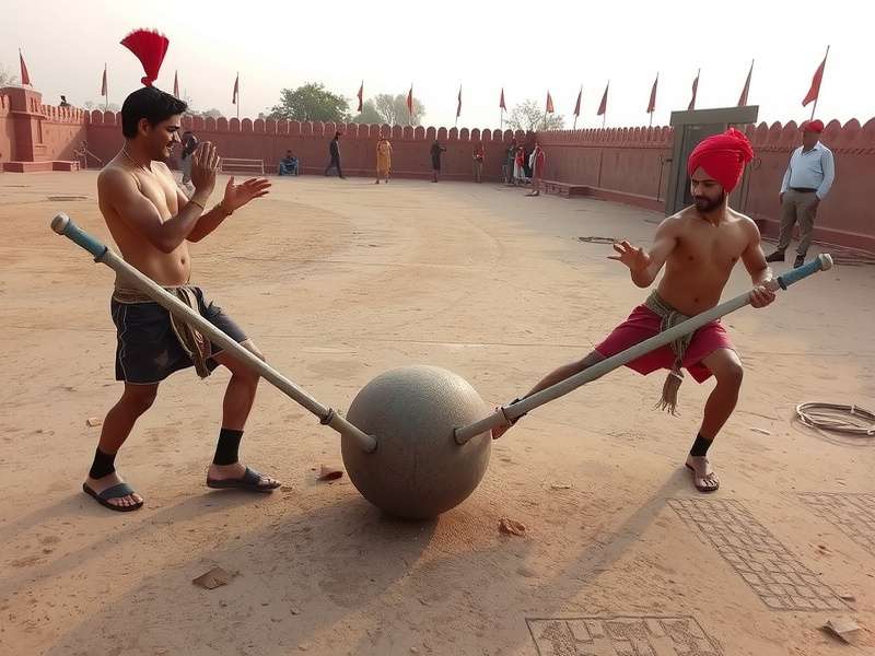 Traditional Patthar Gladiators in action Patthar Gladiators demonstration showing traditional stone combat techniques