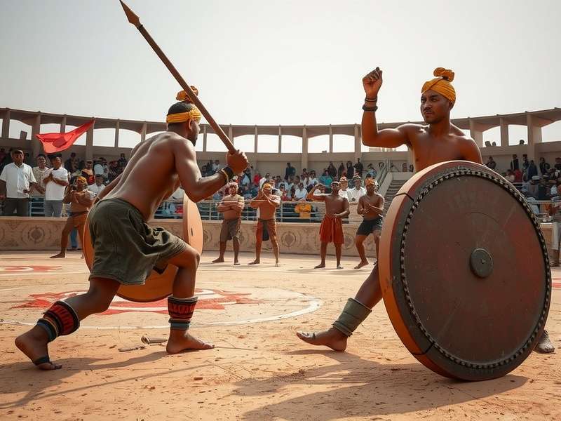 Traditional Patthar Gladiators competition setup Patthar Gladiators competition arena with traditional markings