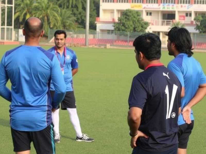 Coaching staff of Gujarat Rugby Gladiators during strategy session